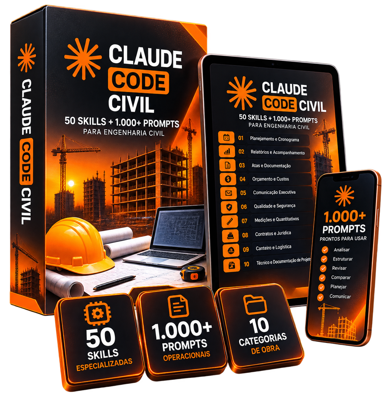 CLAUDE CODE CIVIL — 50 Skills + 1.000+ Prompts para Engenharia Civil